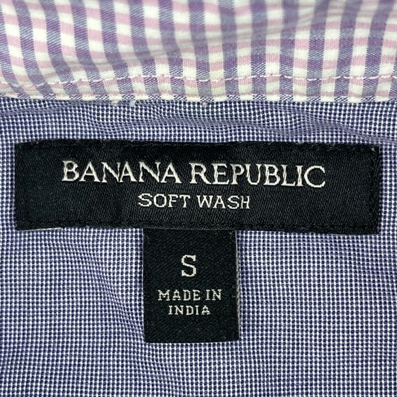 Banana Republic Soft Wash Button Down Shirt Mens Small Blue Plaid - Picture 2 of 8